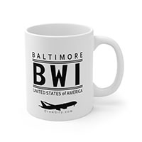 BWI Baltimore Maryland USA IATA Worldwide Airport Codes Coffee Mug Collection by CrewCity on http://www.etsy.com